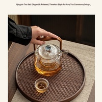 Nouveau 2026 Tapis de table rond en bambou couleur noyer, Plateau de service à thé, Support pour pot, Ensemble de thé Kung Fu, Design moderne et minimaliste