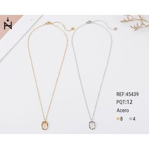 Collier pendentif Zi en or, argent et acier 45439, chaîne serpent minimaliste, cristal géométrique, strass - Product Image 3