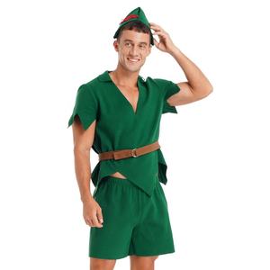 Costume de jeu de rôle d'elfe pour hommes Halloween Carnaval Thème Fête de Noël Tenue avec col en V Tops Shorts Ceinture Chapeau - Product Image 1