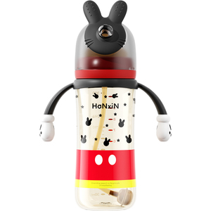 Biberones de silicona de 300ml sin BPA, patrón de rayas, pezón de paja, Material PPSU y PP, consumo seguro de leche para niños, mango de 0 a 12 meses - Product Image 6