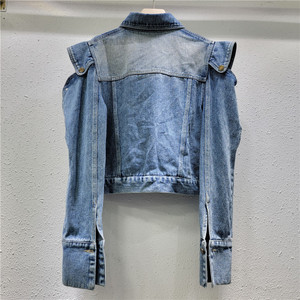 Z9997-Fashionable 2025 tendance Jean veste courte évider à manches longues Denim veste femmes - Product Image 2