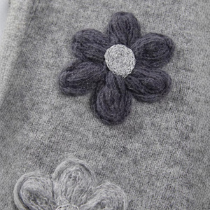 Women's Gray 3D Floral Knit <b>Cardigan</b> Loose Fit Single Breasted Color Block Design Autumn Wear - Product Image 4