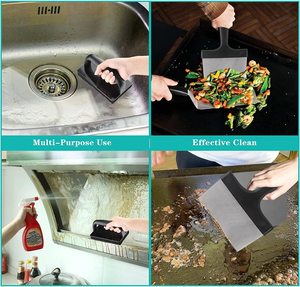 Spatule de barbecue multifonctionnelle, spatule de nettoyage, grattoir pour plaque de cuisson, gadget de cuisine, <span class=keywords><strong>outil</strong></span> de barbecue en acier inoxydable pour le camping en plein air - Product Image 4