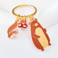 Porte-clés en émail singe dessin animé mignon, pendentif en métal doré, breloque de sac personnalisée, cadeau souvenir