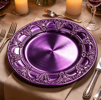 Assiettes de Présentation en Plastique de 13 Pouces, Nouveauté, Design Couronne Dorée de Luxe en PP pour Mariages, Banquets, Dîners et Décoration de Table
