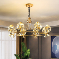 Lustre de chambre à coucher de décoration moderne Plafond design Lustre doré fantaisie de luxe en cristal LED Suspension pour meubles de maison