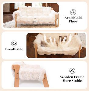 Lit pour animaux de compagnie en bois, canapé spécial pour <span class=keywords><strong>chat</strong></span> d'intérieur, adapté aux jeunes chats, cadre en bois massif, installation simple - Product Image 4