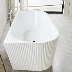 Baignoire intégrée sans couture en acrylique minimaliste moderne, baignoire de trempage pour la maison, salle de bain, adultes, hôtel, maison d'hôtes, baignoire autoportante Dawu - Product Image 1