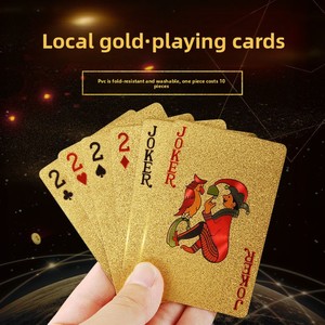Baraja de Póker Impermeable con Lámina Dorada LEYAO: Cartas de Juego de PVC con Diseño de Emma, 54 Cartas, para Entretenimiento Premium en Casinos y Fiestas - Product Image 5