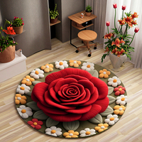 Tapis floral 3D personnalisé tapis antidérapant fait à la machine tapis absorbant de conception moderne de fleur pour la décoration de chambre à coucher de salon