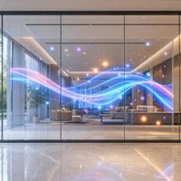 Film LED transparent adhésif pour écran, installation facile sur verre