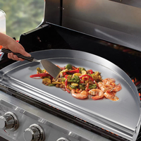Plaque de cuisson BBQ demi-lune en acier inoxydable, plaque de cuisson semi-circulaire à surface plate, prix de gros usine