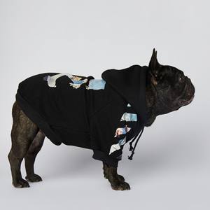 Hot Selling Luxus Haustier Kleidung Lustige Blume WOOF Schwarz bedruckte Hoodies Haustier Bekleidung Zubehör Jacke für Hunde - Product Image 4