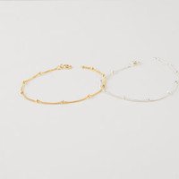 Vente en gros de bracelets minimalistes en argent sterling 925 plaqué or PVD 18 carats avec chaîne de perles pour femmes