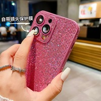 Coque de Téléphone Mobile de Luxe Anti-Choc avec Protection d'Objectif Intégrale, Diamant Brillant Pailleté, pour iPhone 11 12 13 14 15 16 Pro Max