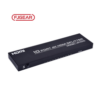Divisor HD Comercial FJGEAR de 10 Puertos, 1 Entrada y 10 Salidas, Amplificador de Distribución de Video 4K 30Hz para Grandes Proyectos de Señalización Digital