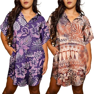 Vestidos de isla personalizados privados al por mayor, ropa de mujer de talla grande, Vestido camisero de manga corta para mujer - Product Image 3