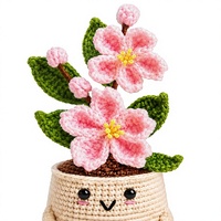 Poupée en crochet légère en coton et laine, motif fleur de cerisier, pour maman - Noël, Saint-Valentin, Fête des Mères, Anniversaire
