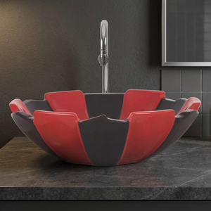 Lavabo de table rond en marbre blanc imprimé poisson Lavabo de salle de bain en céramique moderne Lavabo de comptoir en porcelaine - Product Image 5