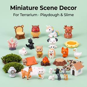 Escena <span class=keywords><strong>de</strong></span> camping en el bosque, tienda <span class=keywords><strong>de</strong></span> campaña, fogata, oso, zorro, unicornio, dragón, reno, búho, casco <span class=keywords><strong>de</strong></span> buceo, casa, mini escena <span class=keywords><strong>de</strong></span> paisaje, juego infantil - Product Image 2
