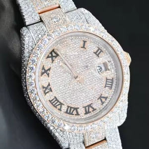 <b>Men's</b> Luxury Business <b>Stainless</b> <b>Steel</b> Quartz Watch with Moissanite Brilliance Day/Date Feature Elevated Artistry - Product Image 2