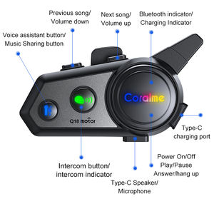 อุปกรณ์เสริมรถจักรยานยนต์ Q18 ชุดหูฟังอินเตอร์คอมสำหรับ 2 คน ระยะ 1000 เมตร - Product Image 5