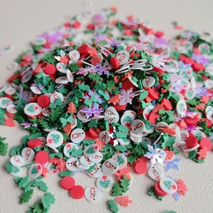Confettis de Noël en pâte polymère, bonbons décoratifs pour l'art des ongles, l'artisanat DIY et la décoration de coques de téléphone : bonhomme de neige, sapin de Noël, flocon de neige - Product Image 2