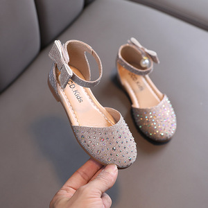 Ballerine in gomma per bambini 2021 estate nuove scarpe da principessa con strass di perle Slip-On da ragazza in stile coreano per 4-6 anni - Product Image 6