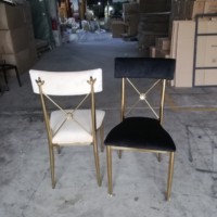 Chaise de mariage élégante et luxueuse, chaise de salle à manger moderne en acier inoxydable doré, dossier croisé, chaises de mariage pour événements