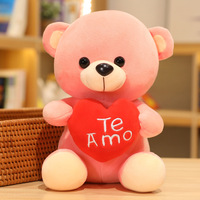 Vente en gros 18cm 28cm ours en peluche jouet avec coeur rouge amour et lumière LED animaux en peluche jouets en peluche