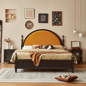<span class=keywords><strong>Lit</strong></span> double vintage français moderne et simple, <span class=keywords><strong>tête</strong></span> <span class=keywords><strong>de</strong></span> <span class=keywords><strong>lit</strong></span> ronde, style américain, luxe léger, pour chambre principale, couleur cerise noire, <span class=keywords><strong>lit</strong></span> <span class=keywords><strong>de</strong></span> princesse - Product Image 1