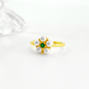S925 <b>Silver</b> <b>Adjustable</b> Open-Band <b>Ring</b> with Natural Freshwater Pearl High-Quality Jewelry Wholesale - Product Image 5
