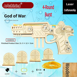 Pistola de juguete de madera con banda elástica, rompecabezas 3D, manualidad DIY para niños de 8 a 13 años, color madera natural, modelo de ensamblaje mecánico. - Product Image 2