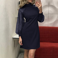 Robe longue à manches longues coupe trapèze style européen et américain, mini-jupe cache-hanches, style simple, en mousseline tissée unie, décontractée et naturelle