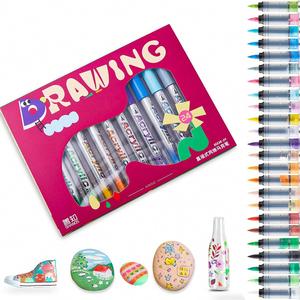 Lot de 24 marqueurs de peinture acrylique effaçables à pointe souple en plastique, mélangeables, pour enfants et débutants, cadeaux de Pâques - Product Image 1