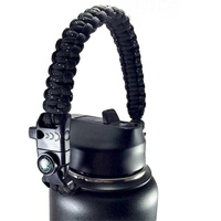 Bouteilles d'eau à large ouverture avec poignée en paracorde, porte-bouteille d'eau de survie avec bracelet en paracorde et mousqueton