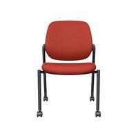 Chaise de bureau ergonomique moderne minimaliste empilable et mobile avec dossier en maille rouge, idéale pour les bureaux, les salles de réunion et les bibliothèques