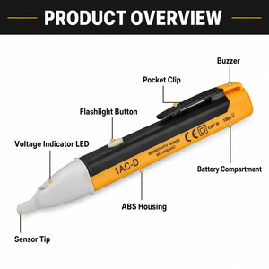 Bút thử điện áp xoay chiều 1AC-D 90-1000V Máy dò không tiếp xúc có đèn <span class=keywords><strong>LED</strong></span> báo động bằng còi CAT III 1000V Dụng cụ điện - Product Image 2