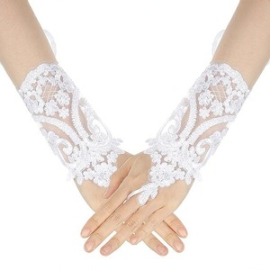Gants de mariage pour femmes <span class=keywords><strong>Dentelle</strong></span> Blanc Noir Gants de mariage de haute qualité Mitaines Accessoire de fête Gants sexy - Product Image 2