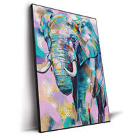 Nouvelle conception 2026 : Tableau mural encadré abstrait personnalisé, motif éléphant coloré, peinture à l'huile, produits en papier, pour la maison