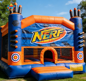 NERF Themed Inflatable Bounce House - Commercial Grade <b>Dart</b> Battle Bouncer with Targets for Kids' Party & Event Rentals - Product Image 1
