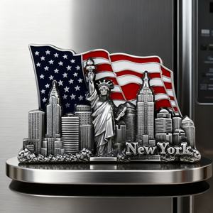 Aimant de réfrigérateur personnalisé OEM 3D avec l'image de la silhouette de New York, aimant de réfrigérateur en métal avec lettres mignonnes, souvenir de voyage, cadeau - Product Image 6