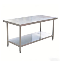 Meja Kerja Dapur Stainless Steel 201 Komersial Tahan Lama Anti Karat Restoran Mudah Dibersihkan Desain Modern Garansi 2 Tahun Hotel