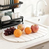 Tapis de séchage pliable segmenté en diatomite naturelle, absorbant et antidérapant, pour évier de cuisine et vaisselle à domicile