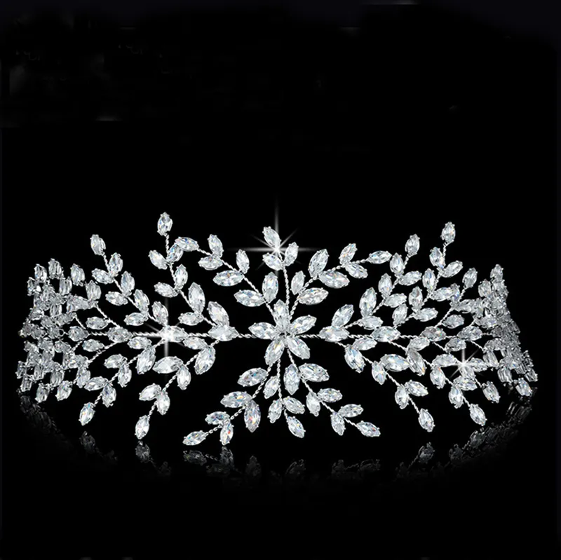 Zirconia Headpiece Soft เรขาคณิตดอกไม้แฟชั่นออกแบบงานแต่งงานอุปกรณ์เสริมผม Elegant ผู้หญิง BC4702 Corona Princesa