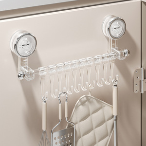 Suction Cup Hook Rack With 10 Hooks Milky White Rotating Style Removable For Kitchen Bathroom Wall Storage Organizer - Product Image 2