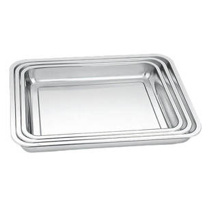 Plato Cuadrado Japonés <span class=keywords><strong>de</strong></span> Acero Inoxidable FLEY al por Mayor, Bandejas Fáciles <span class=keywords><strong>de</strong></span> Limpiar para Barbacoa, Cafetería, Buffet, Restaurante - Product Image 4