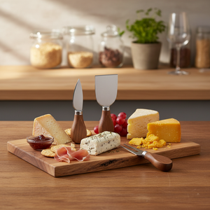 Set di coltelli per formaggio con manico in Acacia 3 pezzi e Set di pannelli per uso domestico per 72 - Product Image 3