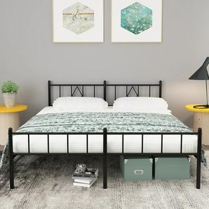 Base letto moderna in metallo con piattaforma, contenitore da 14 pollici, pieghevole, con doghe in acciaio, supporto per materasso, non necessita di rete a molle, singolo - Product Image 1
