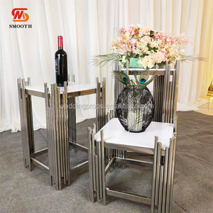 LEDA Nouvelle Tendance Moderne Socle Carré Argenté pour Gâteau, Décoration Lisse pour Mariage et Fêtes, Présentoir à Aliments et Desserts - Product Image 3